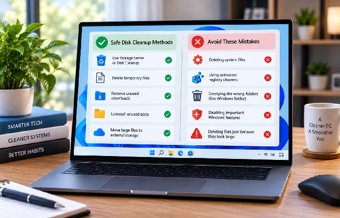 Safe versus unsafe disk cleanup methods comparison