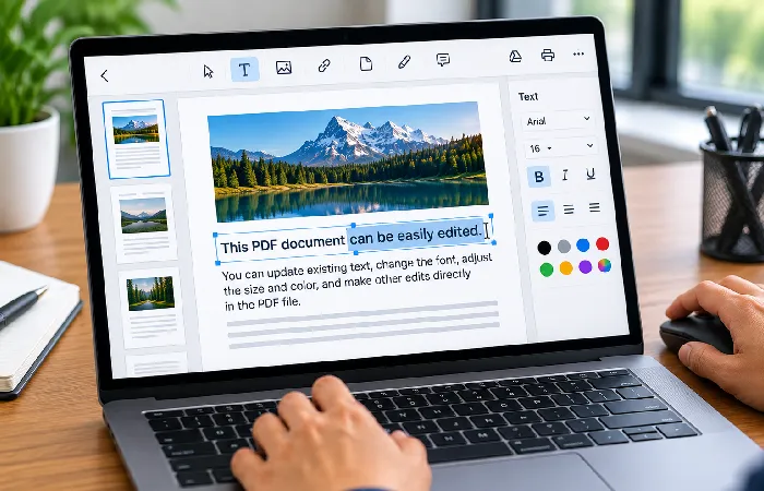 Editing existing text in a PDF