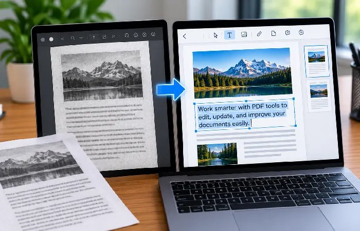 Editing scanned PDF text with OCR