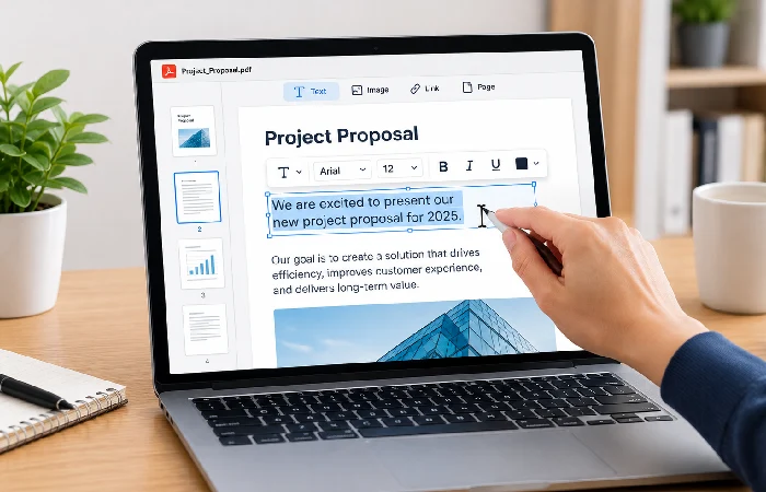 Editing text inside a PDF document
