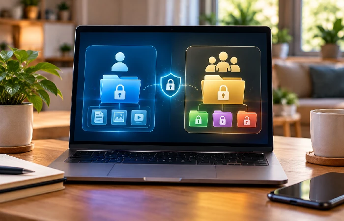 Family password manager showing shared and private vault access