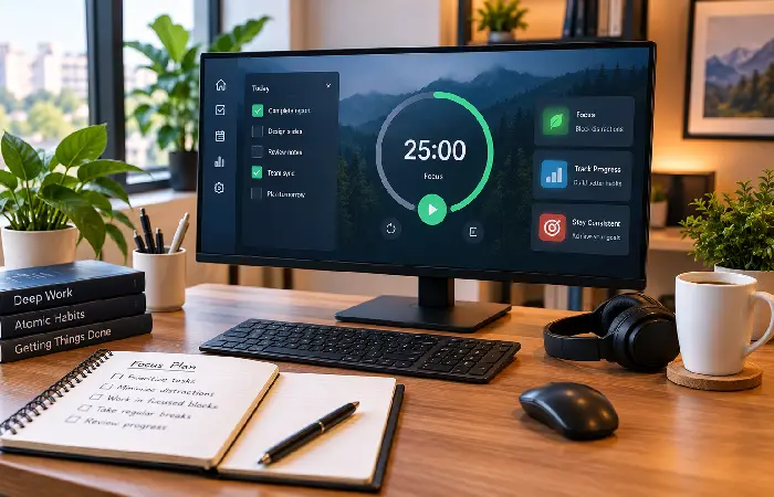 Productivity apps for PC supporting focus sessions and time management