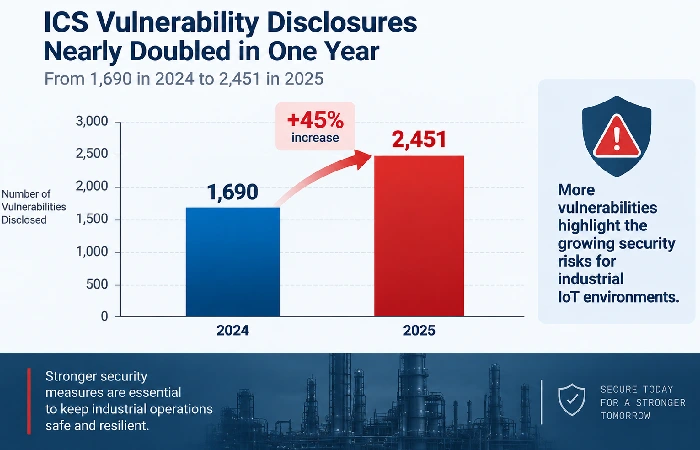 ICS vulnerability disclosures rising from 2024 to 2025
