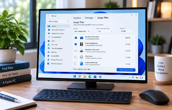 Large file identification process for storage recovery