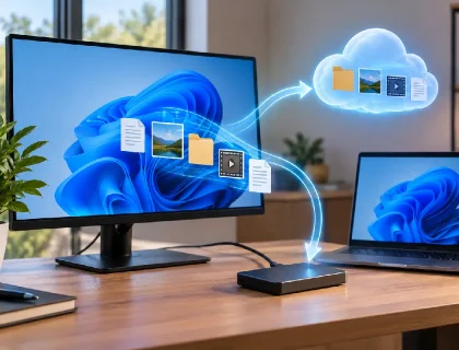 PC backup software protecting files on a Windows computer
