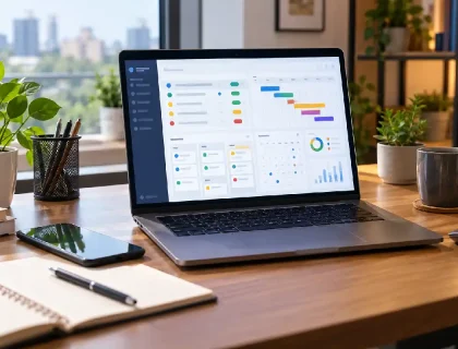 Project management software dashboard for planning tasks, deadlines, and team workflows