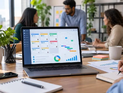 Project management software for small business showing tasks, deadlines, and team workflow