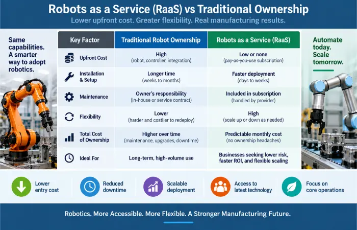 Robots as a Service versus traditional robot ownership cost comparison