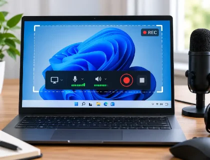 Windows screen recorder capturing system audio and microphone