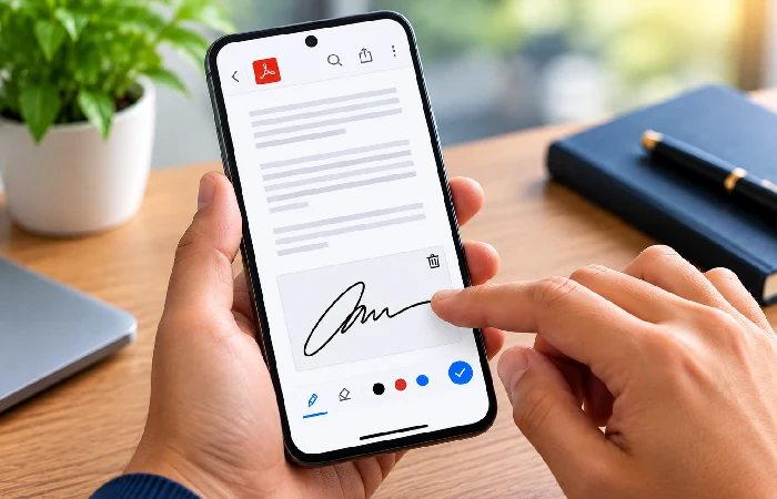 Signing a PDF on a phone