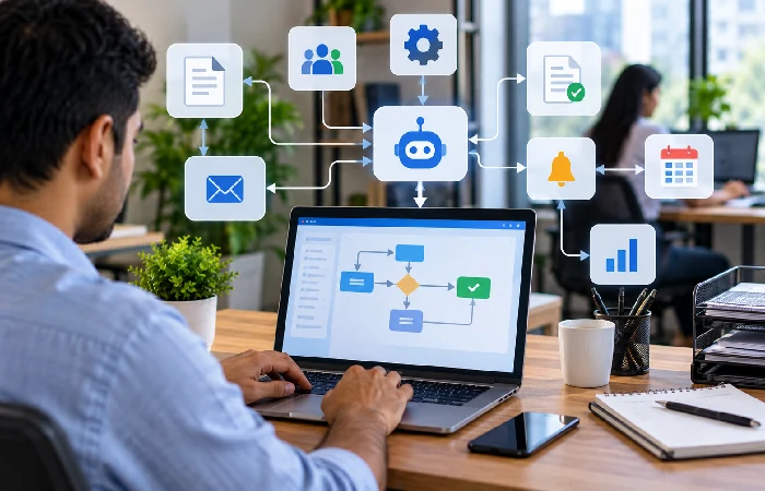 Workflow automation software connecting business processes and tasks