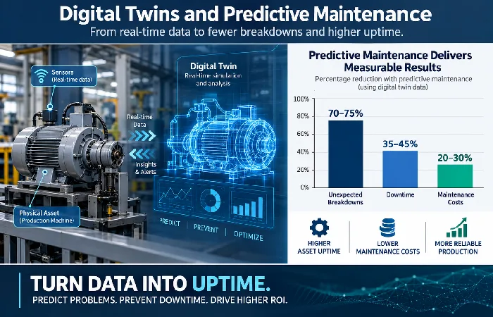 Chart showing predictive maintenance downtime reduction percentages