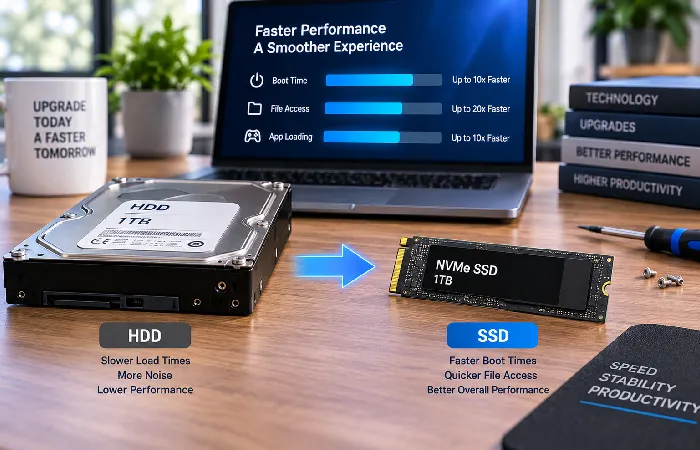 Solid state drive upgrade delivering faster computer performance
