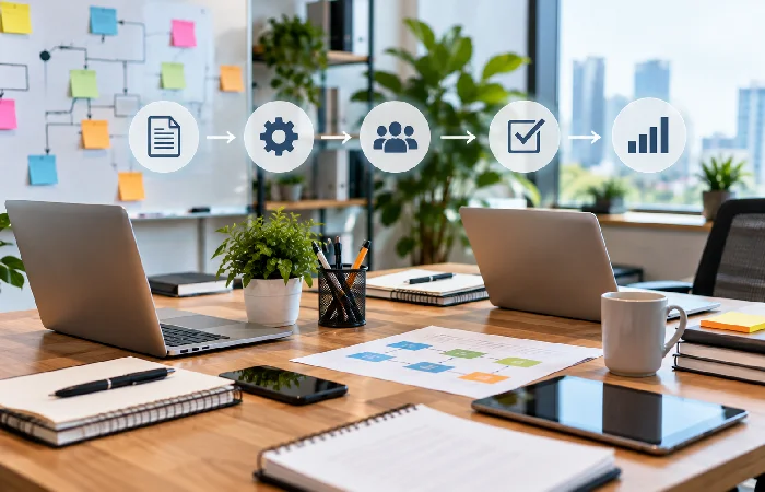 Workflow automation reducing repetitive team tasks and approval processes