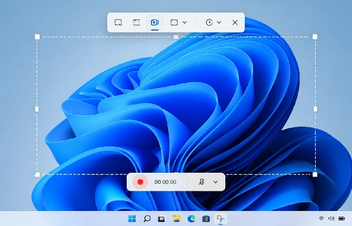 Windows 11 Snipping Tool screen recording interface