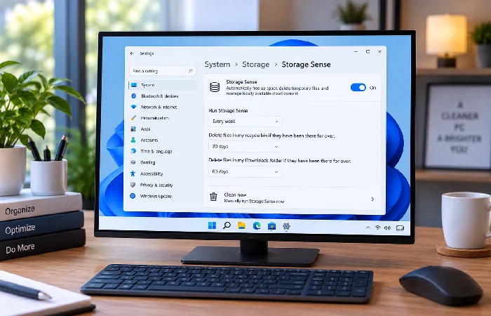 Storage Sense automation settings for disk cleanup