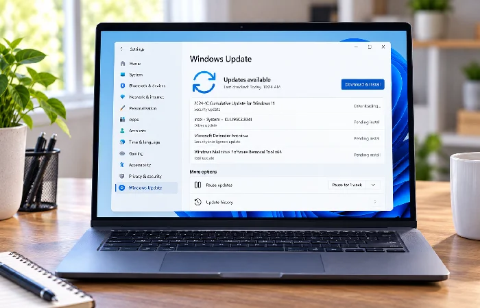 Windows Update settings screen showing available updates